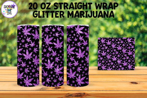 20 OZ Straight Tumbler Marijuana Glitter Leaves 20 OZ Straight Tumbler Marijuana Glitter Leaves