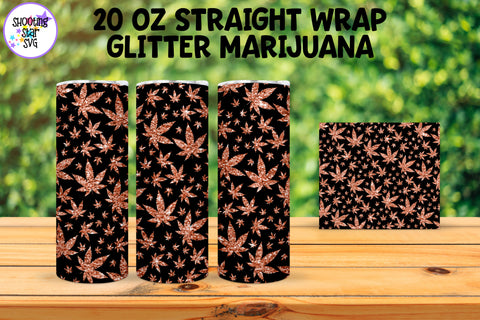 20 OZ Straight Tumbler Marijuana Glitter Leaves 20 OZ Straight Tumbler Marijuana Glitter Leaves