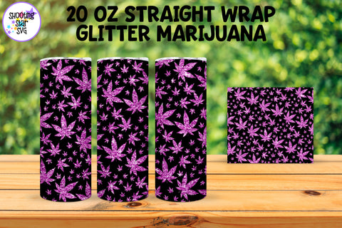 20 OZ Straight Tumbler Marijuana Glitter Leaves 20 OZ Straight Tumbler Marijuana Glitter Leaves