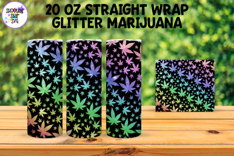 20 OZ Straight Tumbler Marijuana Glitter Leaves 20 OZ Straight Tumbler Marijuana Glitter Leaves