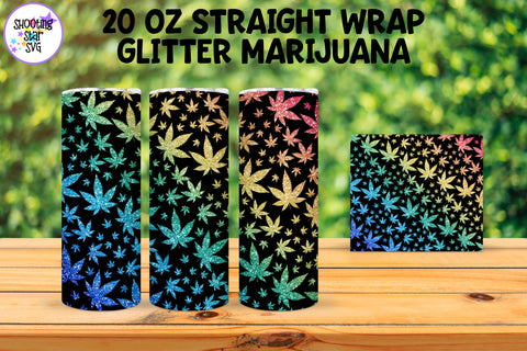 20 OZ Straight Tumbler Marijuana Glitter Leaves 20 OZ Straight Tumbler Marijuana Glitter Leaves