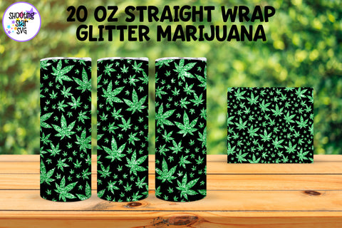 20 OZ Straight Tumbler Marijuana Glitter Leaves 20 OZ Straight Tumbler Marijuana Glitter Leaves