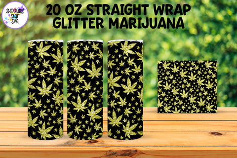 20 OZ Straight Tumbler Marijuana Glitter Leaves 20 OZ Straight Tumbler Marijuana Glitter Leaves
