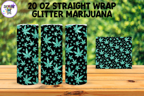 20 OZ Straight Tumbler Marijuana Glitter Leaves 20 OZ Straight Tumbler Marijuana Glitter Leaves