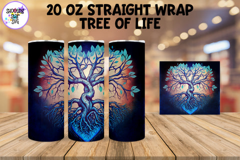 Blue Tree of Life Sublimation Tumbler Wrap Blue Tree of Life Sublimation Tumbler Wrap