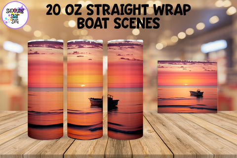 Boat on an Ocean - Sublimation Tumbler Wrap - Fishing Design Boat on an Ocean - Sublimation Tumbler Wrap - Fishing Design