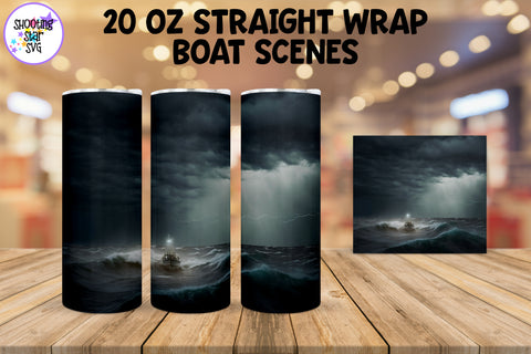 Boat on an Ocean - Sublimation Tumbler Wrap - Fishing Design Boat on an Ocean - Sublimation Tumbler Wrap - Fishing Design