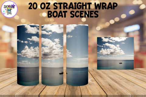 Boat on an Ocean - Sublimation Tumbler Wrap - Fishing Design Boat on an Ocean - Sublimation Tumbler Wrap - Fishing Design