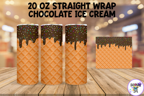 Chocolate Ice Cream Tumbler Wrap - Ice Cream Lover Cup Chocolate Ice Cream Tumbler Wrap - Ice Cream Lover Cup
