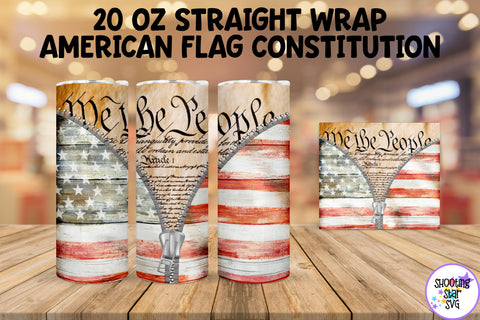 American Flag and Constitution Zipper Tumbler Wrap American Flag and Constitution Zipper Tumbler Wrap
