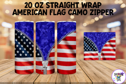American Flag Color Camouflage Zipper Tumbler Wrap Bundle American Flag Color Camouflage Zipper Tumbler Wrap Bundle