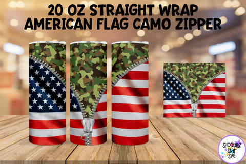American Flag and Camouflage Zipper Tumbler Wrap Bundle American Flag and Camouflage Zipper Tumbler Wrap Bundle