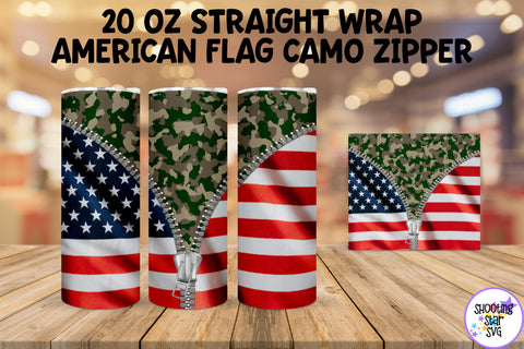 American Flag and Camouflage Zipper Tumbler Wrap Bundle American Flag and Camouflage Zipper Tumbler Wrap Bundle