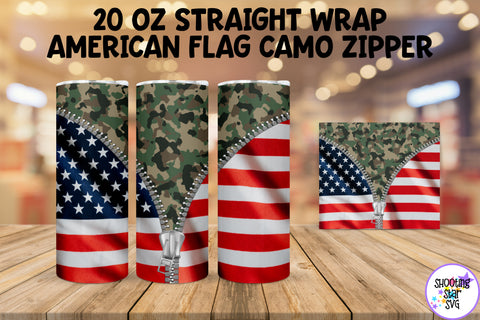 American Flag and Camouflage Zipper Tumbler Wrap Bundle American Flag and Camouflage Zipper Tumbler Wrap Bundle