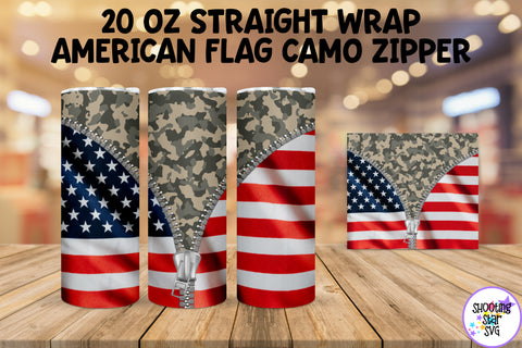 American Flag and Camouflage Zipper Tumbler Wrap Bundle American Flag and Camouflage Zipper Tumbler Wrap Bundle
