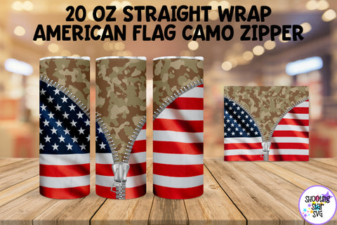 American Flag and Camouflage Zipper Tumbler Wrap Bundle American Flag and Camouflage Zipper Tumbler Wrap Bundle