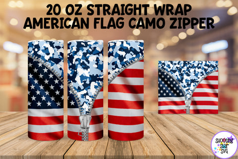 American Flag and Camouflage Zipper Tumbler Wrap Bundle American Flag and Camouflage Zipper Tumbler Wrap Bundle