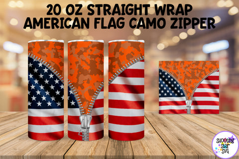 American Flag Color Camouflage Zipper Tumbler Wrap Bundle American Flag Color Camouflage Zipper Tumbler Wrap Bundle