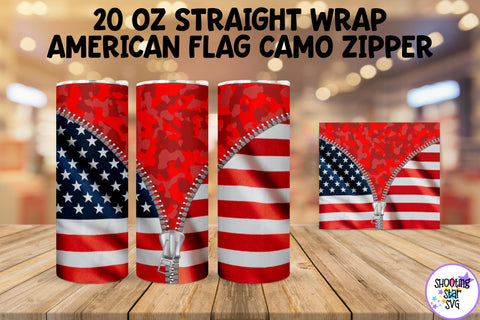 American Flag Color Camouflage Zipper Tumbler Wrap Bundle American Flag Color Camouflage Zipper Tumbler Wrap Bundle
