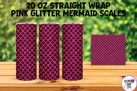 20 OZ Glitter Mermaid Scales Sublimation Tumbler Wrap