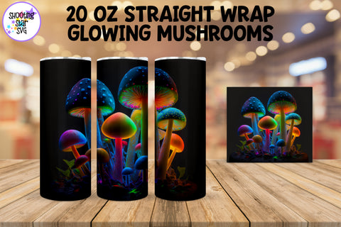 Glowing Mushrooms Sublimation Tumbler Wrap Bundle Glowing Mushrooms Sublimation Tumbler Wrap Bundle