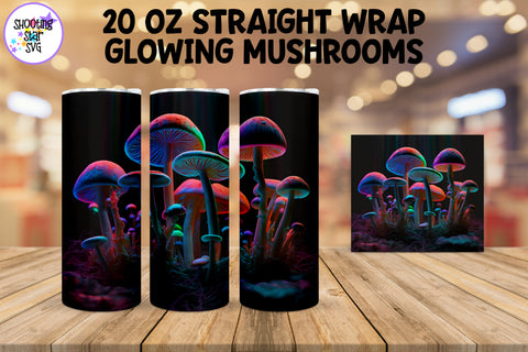 Glowing Mushrooms Sublimation Tumbler Wrap Bundle Glowing Mushrooms Sublimation Tumbler Wrap Bundle