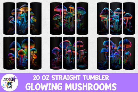 Glowing Mushrooms Sublimation Tumbler Wrap Bundle Glowing Mushrooms Sublimation Tumbler Wrap Bundle