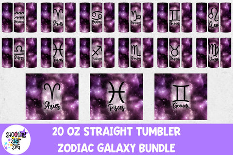 20 OZ Straight Tumbler Zodiac Galaxy Sublimation Bundle 20 OZ Straight Tumbler Zodiac Galaxy Sublimation Bundle