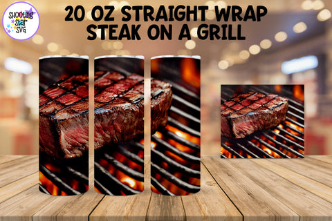 Grilled Steak on a Charcoal Grill Sublimation Tumbler Wrap Grilled Steak on a Charcoal Grill Sublimation Tumbler Wrap
