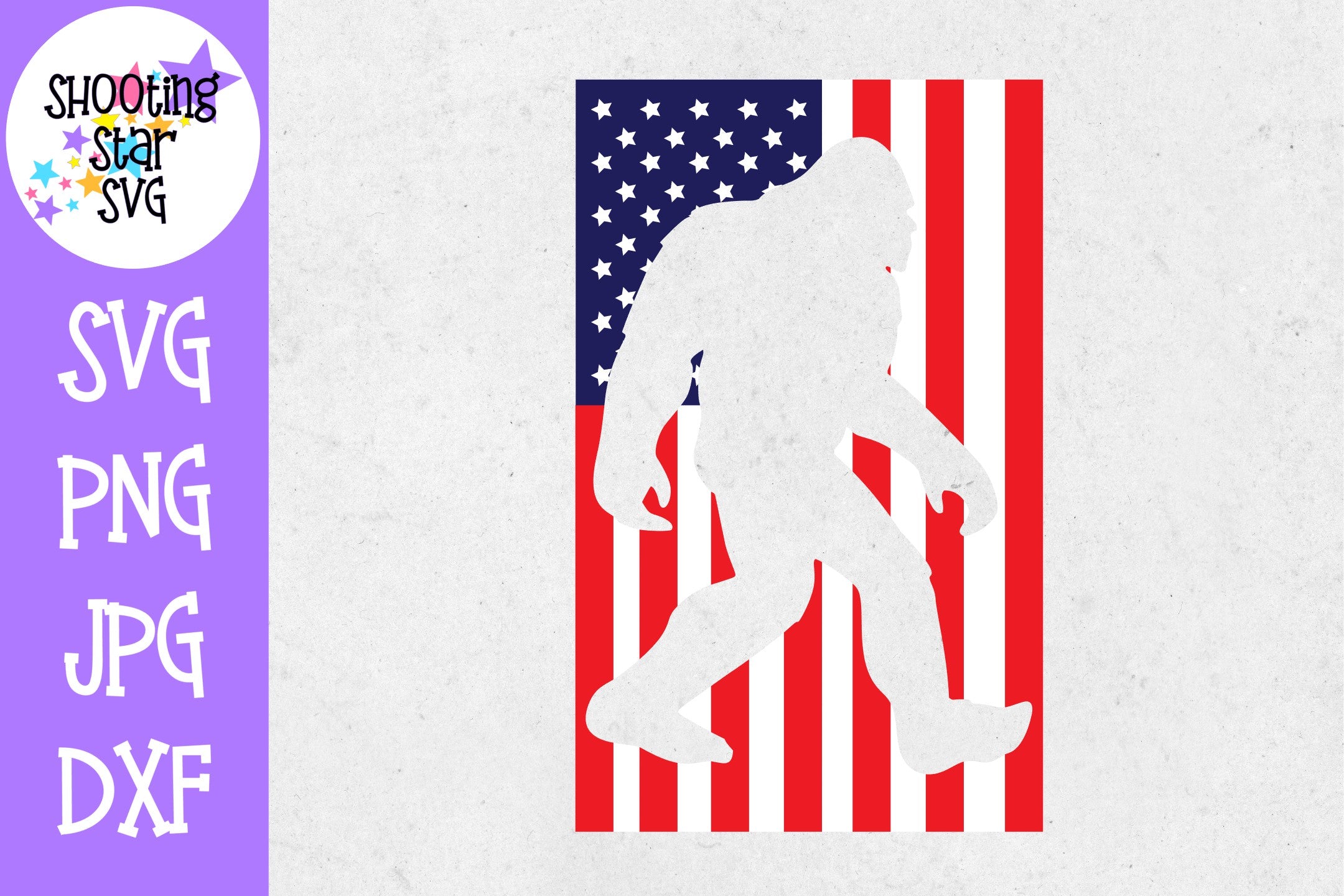 American Flag with Sasquatch Cutout - Fourth of July SVG