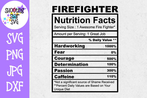 Firefighter Nutrition Facts SVG - Firefighter SVG Firefighter Nutrition Facts SVG - Firefighter SVG