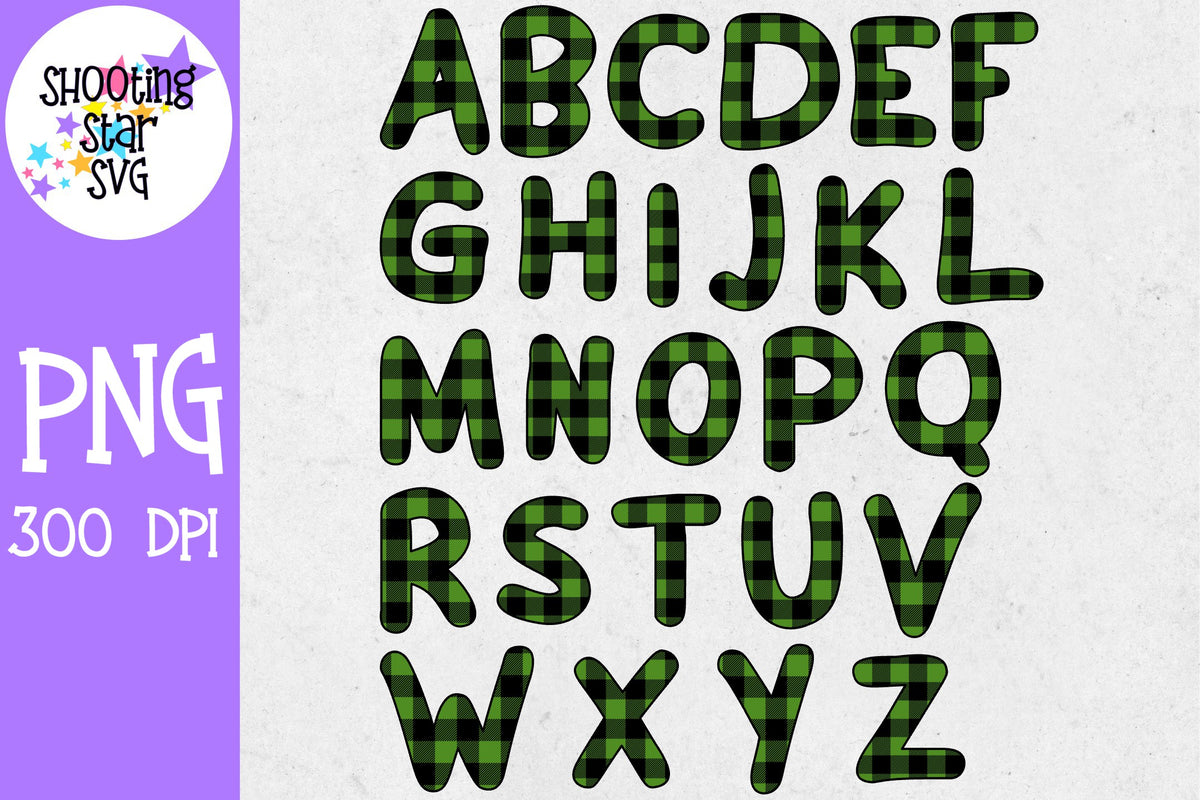 Green Buffalo Plaid Alphabet Set - Sublimation Alphabet