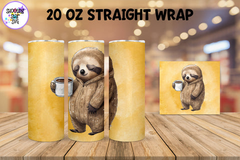 20 oz Sublimation Tumbler Wrap - Watercolor Sleepy Sloth holding a Coffee 20 oz Sublimation Tumbler Wrap - Watercolor Sleepy Sloth holding a Coffee