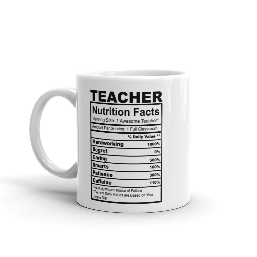 Teacher Nutrition Facts Coffee Mug