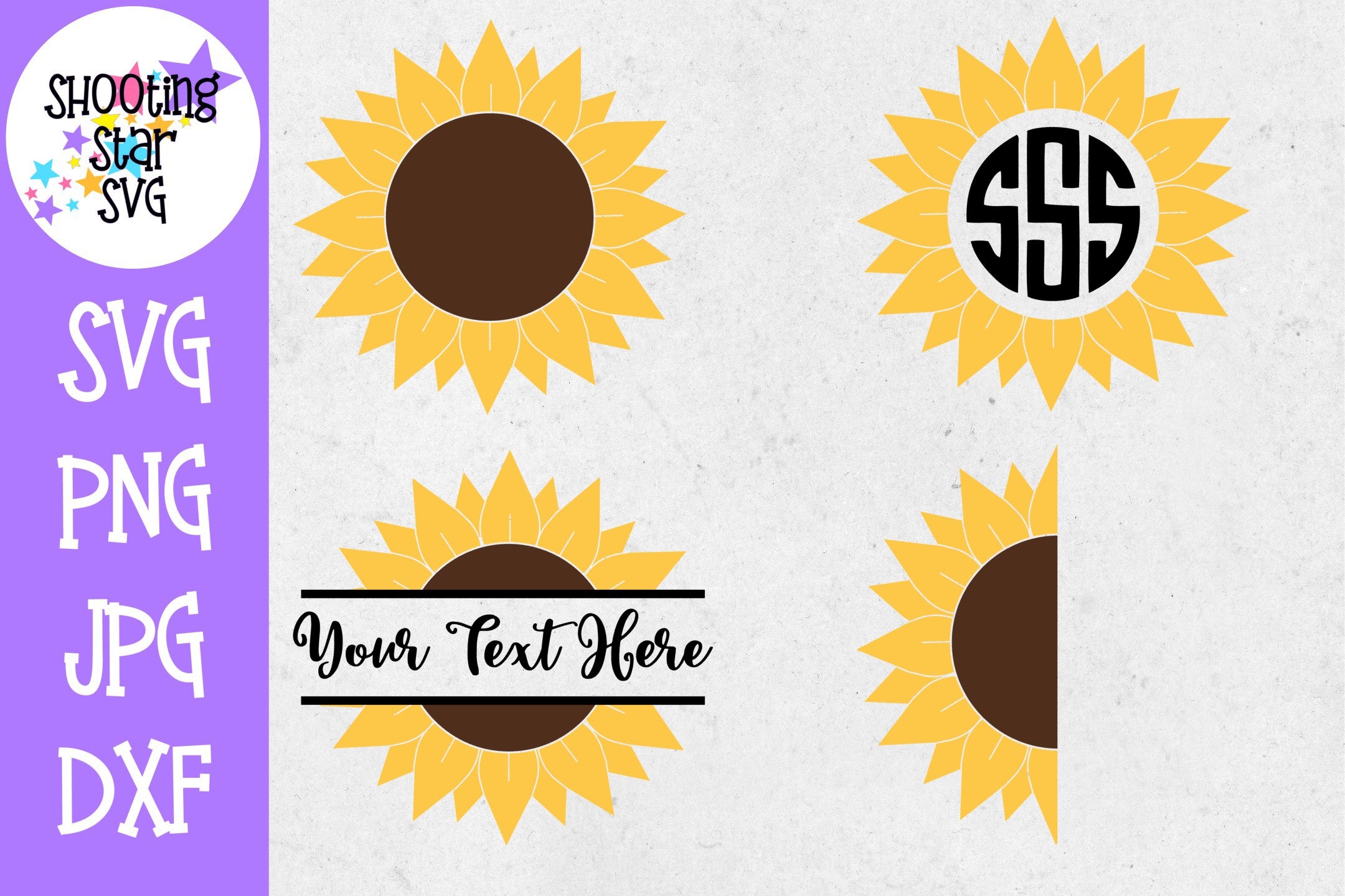 Sunflower SVG Bundle - Sunflower Monogram SVG Sunflower SVG Bundle - Sunflower Monogram SVG