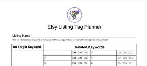 Etsy Listing Tag Planner - Etsy SEO