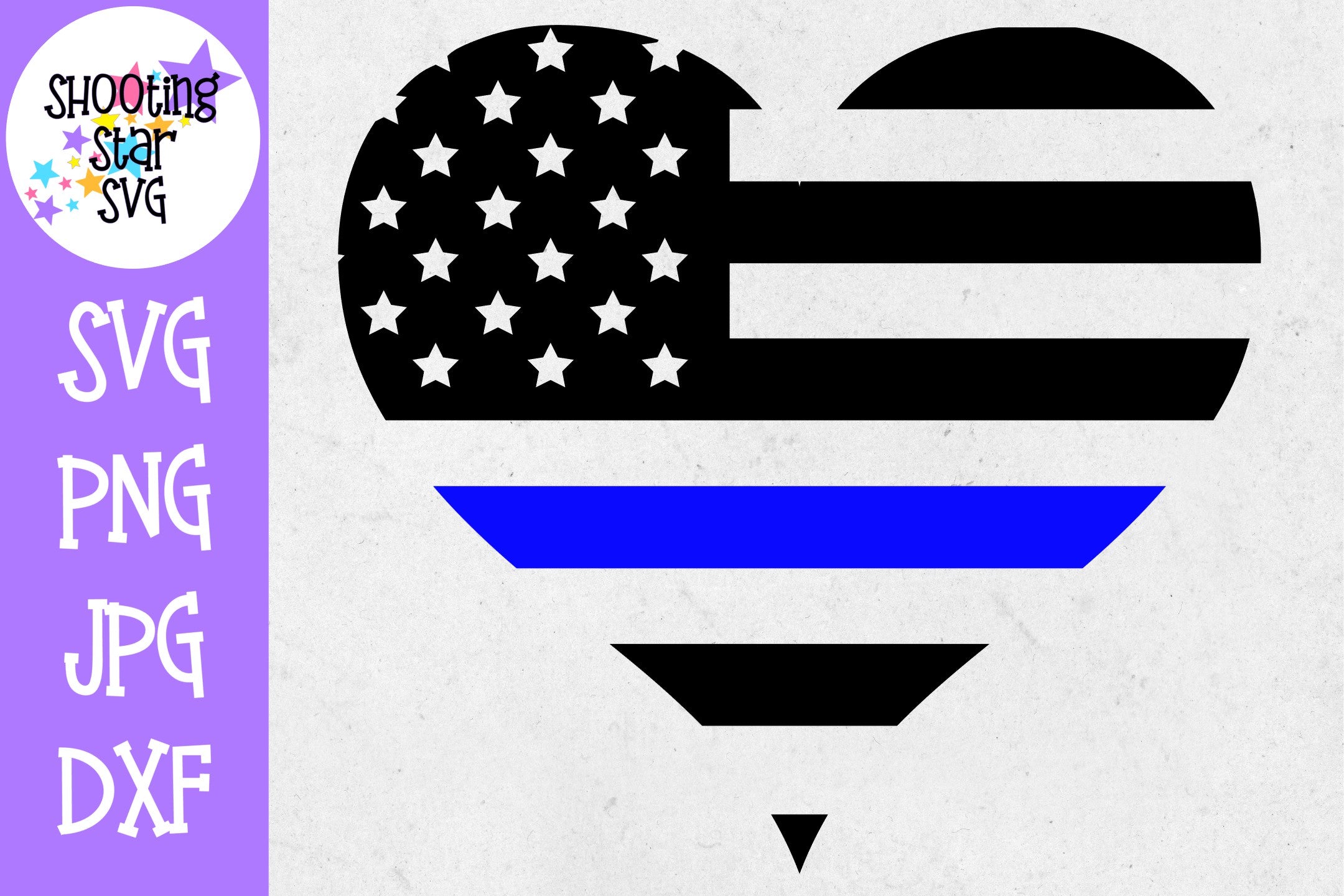 American Flag Heart - Police Officer Wife - Thin Blue Line - Police Officer SVG