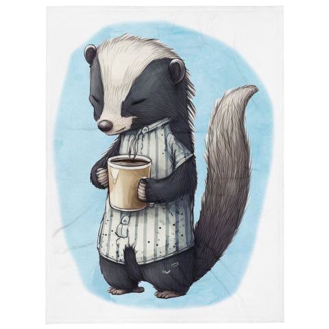 Sleepy Skunk 100% Polyester Soft Silk Touch Fabric Throw Blanket - Cozy, Durable and Adorable