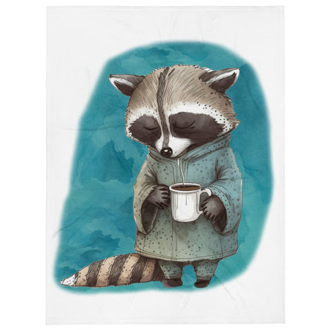 Sleepy Raccoon 100% Polyester Soft Silk Touch Fabric Throw Blanket - Cozy, Durable and Adorable