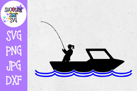 Woman in boat fishing - woman in fishing boat svg  - Fishing SVG Woman in boat fishing - woman in fishing boat svg  - Fishing SVG