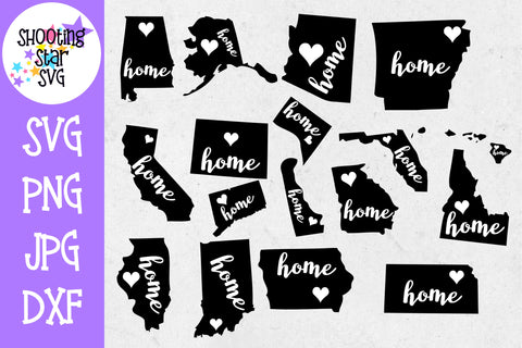 51 States Home and Heart SVG - United States SVG - United States Bundle