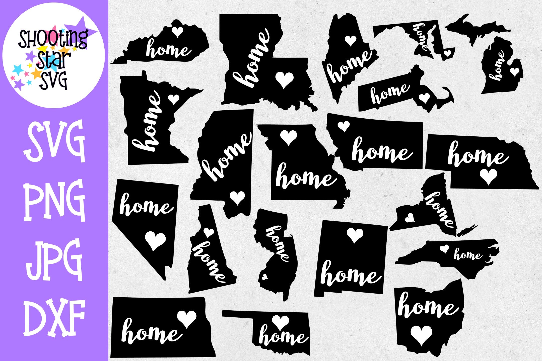 51 States Home and Heart SVG - United States SVG - United States Bundle