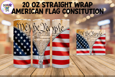 American Flag and Constitution Zipper Tumbler Wrap
