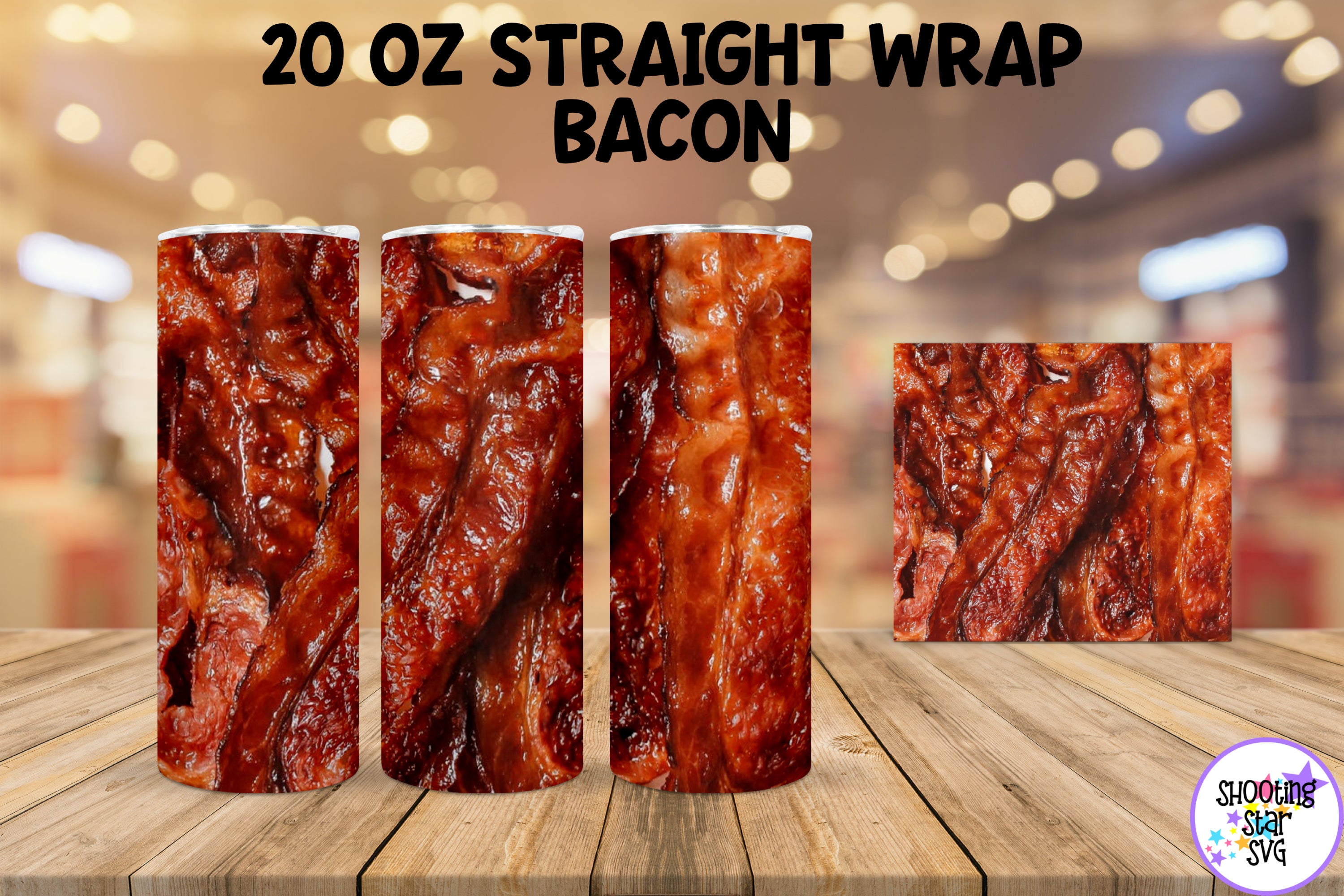Bacon Tumbler Wrap - Bacon Lover Sublimation Design