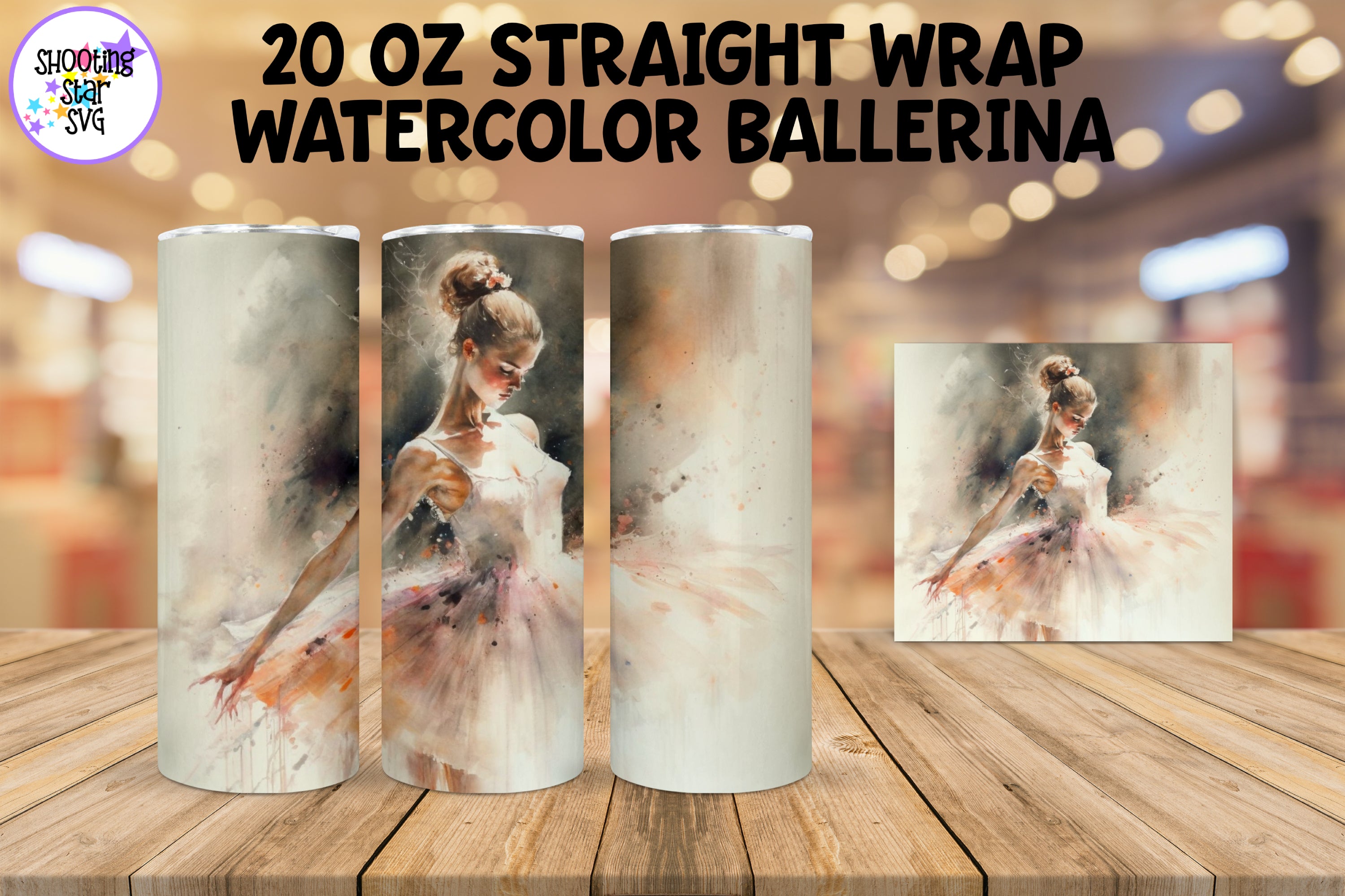 Watercolor Ballerina Sublimation Tumbler Wrap - Ballet Lover