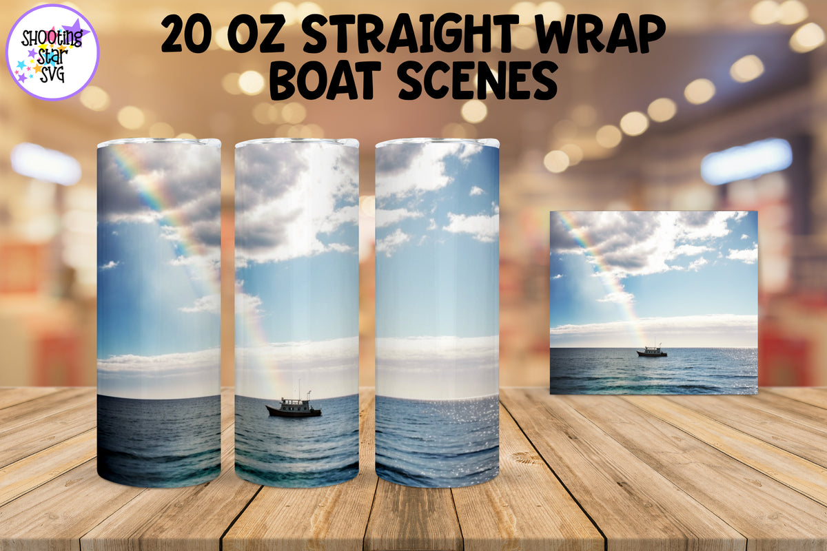 Boat on an Ocean - Sublimation Tumbler Wrap - Fishing Design
