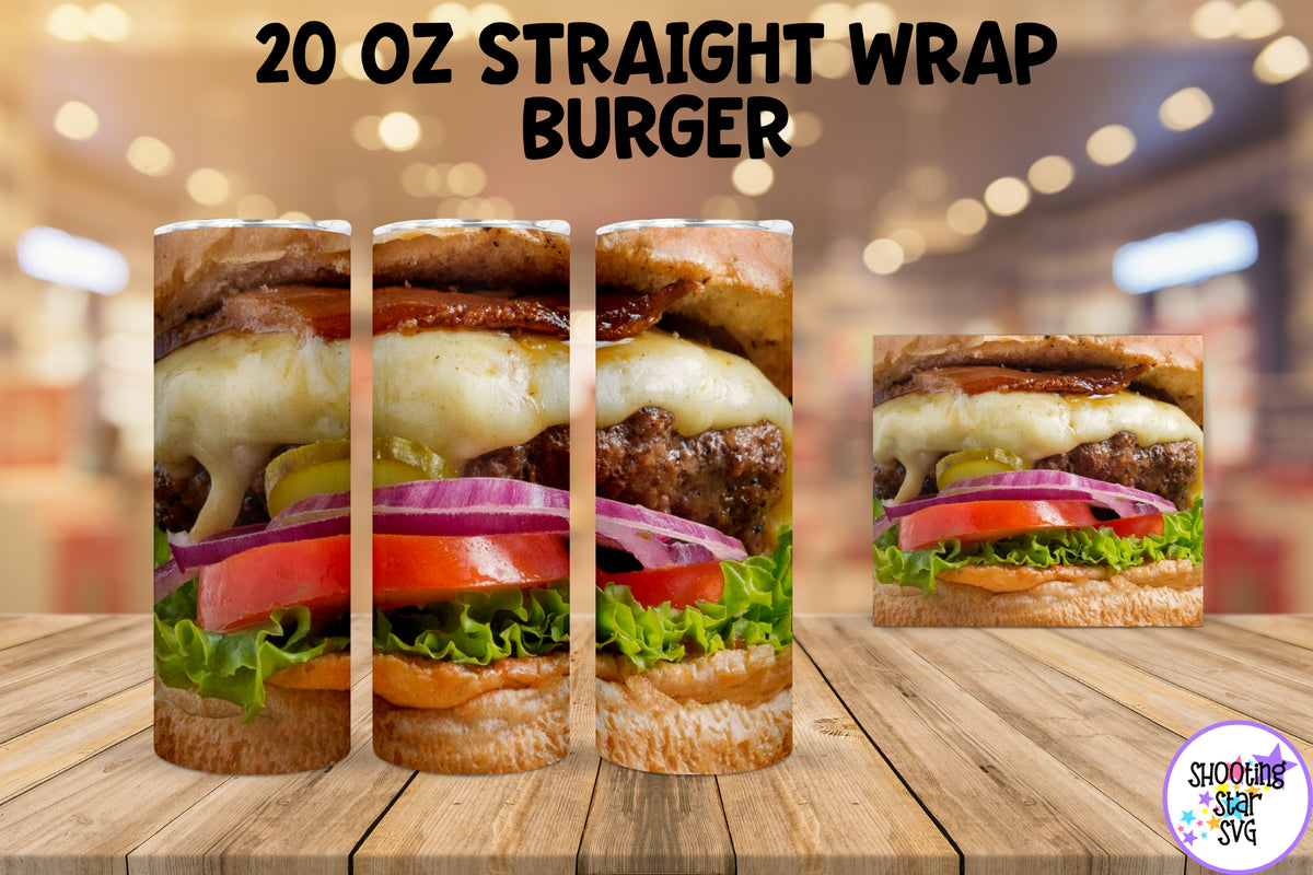 Burger Tumbler Wrap - Burger Lover Sublimation Design