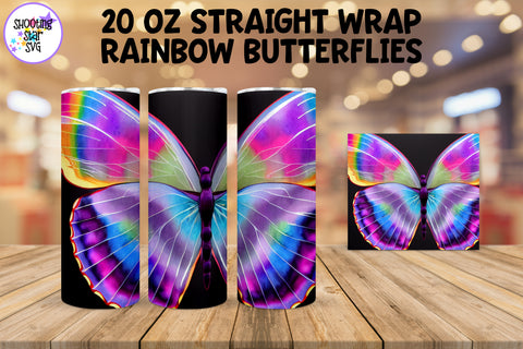 Rainbow Watercolor Butterflies Sublimation Tumbler Bundle