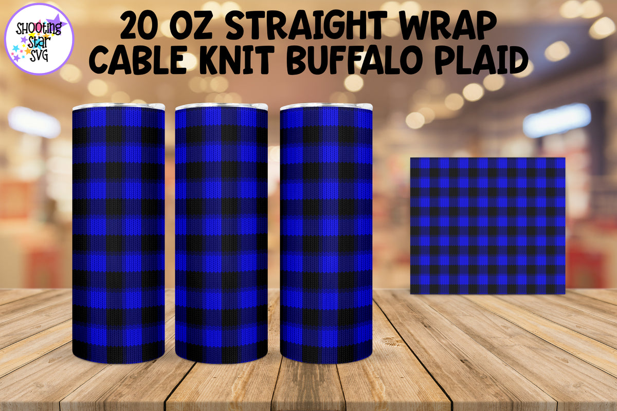 Blue Buffalo Plaid Sweater Knit Sublimation Tumbler Wrap