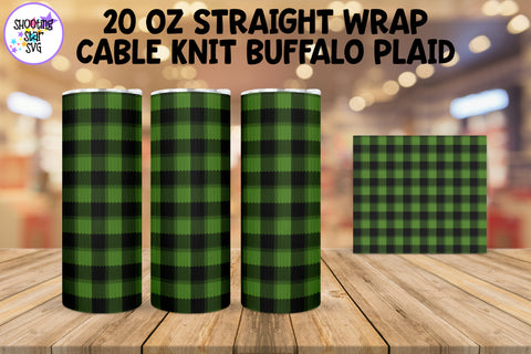Green Buffalo Plaid Sweater Knit Sublimation Tumbler Wrap